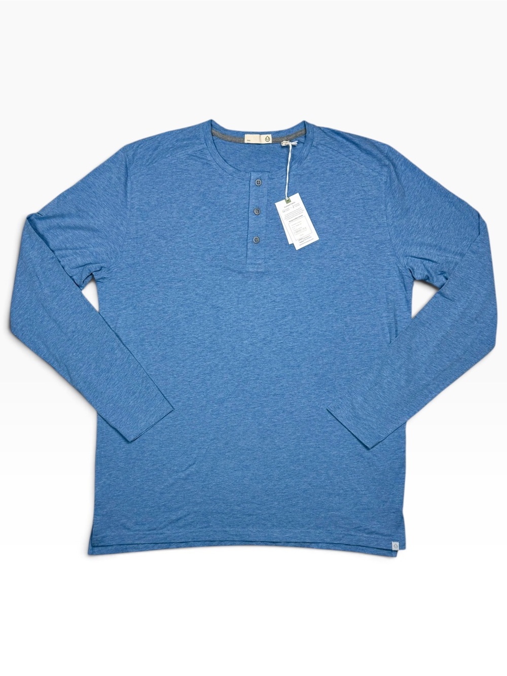 Tasc Performance Everywear Henley Large Blue Bamboo Organic Cotton NWT